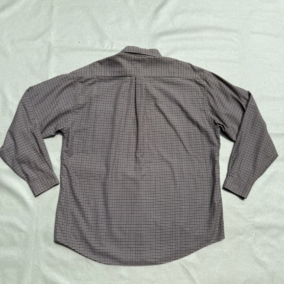 90s Tommy Hilfiger Button Up Brown Checkered M Long Sleeve Collared Shirt XL X0 - Picture 6 of 7